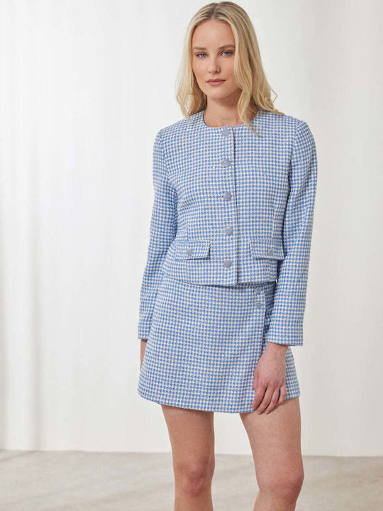 Enzzo Kurzes Damenblazer Hellblau