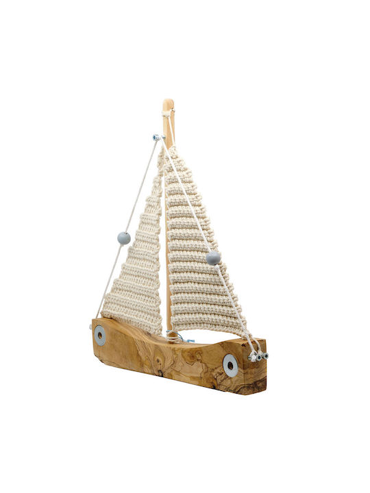 Piteros Ship Wooden Olive Knitted Canvas A07 White 35x30x4/550g