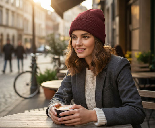 Beanie Unisex Knitted Beanie in Red Colour