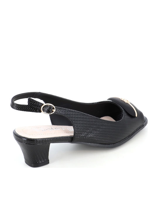 Pantofi cu Toc din Piele cu Barete și Toc Jos Negru 41/1955-57_MAȘURO