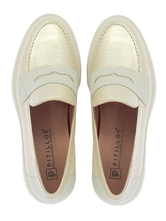 Leather Women's Moccasins In Beige Colour