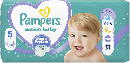 Pampers Scutece cu Bandă Adezivă Active Baby Nr. 5 pentru 11-16kg 112 Bucăți