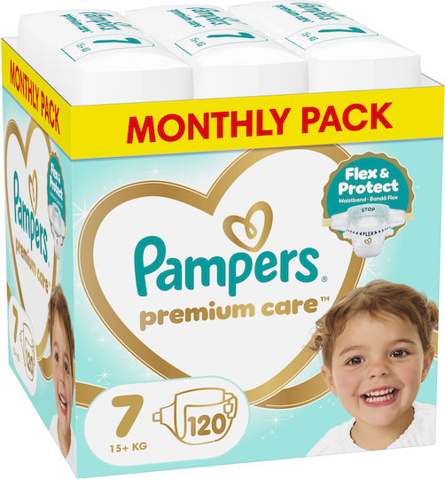 Pampers Памперси с Лента Premium Care Monthly Pack No. 7 за 15+кг 120бр