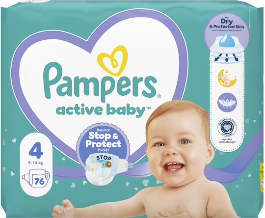 Pampers Tape Diapers Active Baby No. 4 for 9-14kg 76pcs