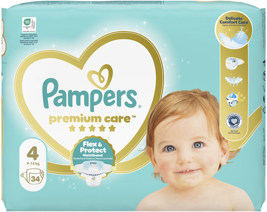 Pampers Tape Diapers Premium Care No. 4 for 8-14kg 34pcs