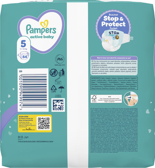 Pampers Tape Diapers Active Baby No. 5 for 11-16kg 64pcs
