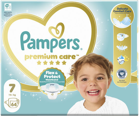 Pampers Памперси с Лента Premium Care No. 7 за 15+кг 64бр
