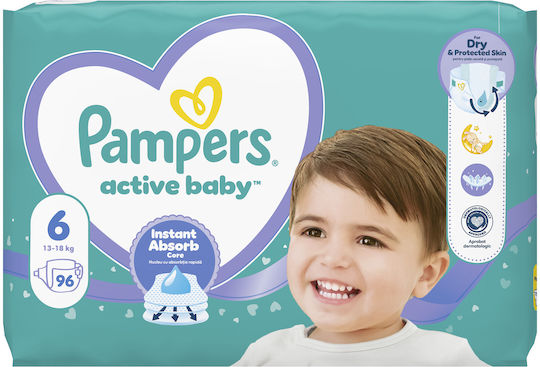 Pampers Tape Diapers Active Baby No. 6 for 13-18kg 96pcs
