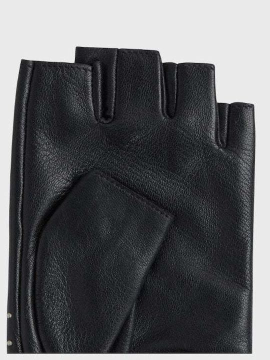 Schwarze Lederhandschuhe mit Fingerlos
