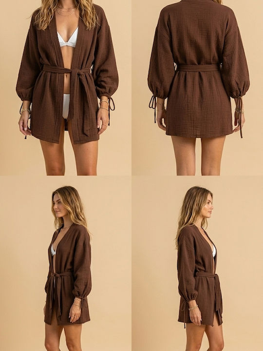 Agapi Athens Damenbademode Mini Kimono Braun