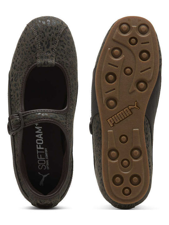 Women's Ballerina Shoes with Strap in Gold Colour