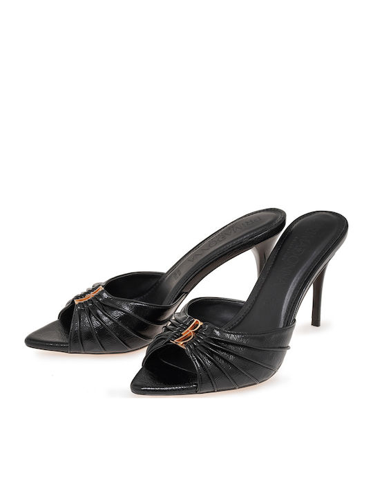 Mules With Heel In Black Colour