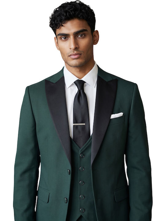 Men's Groom's Suit with Vest Green