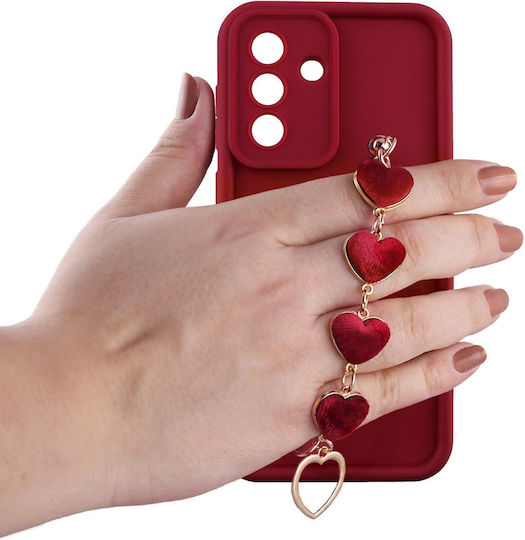 Volte-Tel Silicone TPU Strap Case Samsung A37 5G A376 6.7in Full Camera Protection Burgundy Red Hearts Volte-Tel