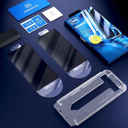 3mk Set 2 Anti-spy Tempered Glass Screen Protectors Galaxy S25 Applicator Transparent Black