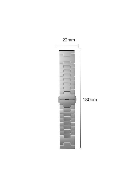 Huawei GT4 46mm GT5 46mm GT5 Pro 22mm Форма H Ключалка Пеперуда Неръждаема Стомана Сребрист