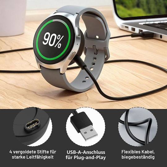 Garmin Кабел за Зареждане и Пренос на Данни Usb + Usb-c Адаптер Garmin Смарт часовник Fenix 7 6 5 Pro Vivoactive 3 4 Forerunner 45 245 745 945 Venu 2 2s Instinct Epix 1м Черен