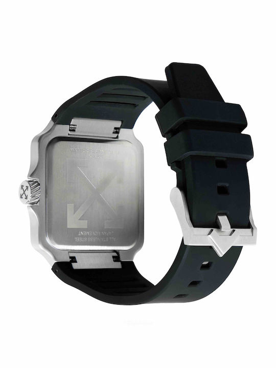 Off White Herrenuhr mit Batterie und Metall-Armband Off White Herrenuhr mit Batterie und Metall-Armband