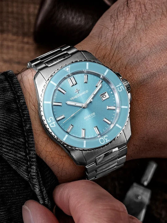 Venezianico Herrenuhr Automatisch mit Silber Metall-Armband