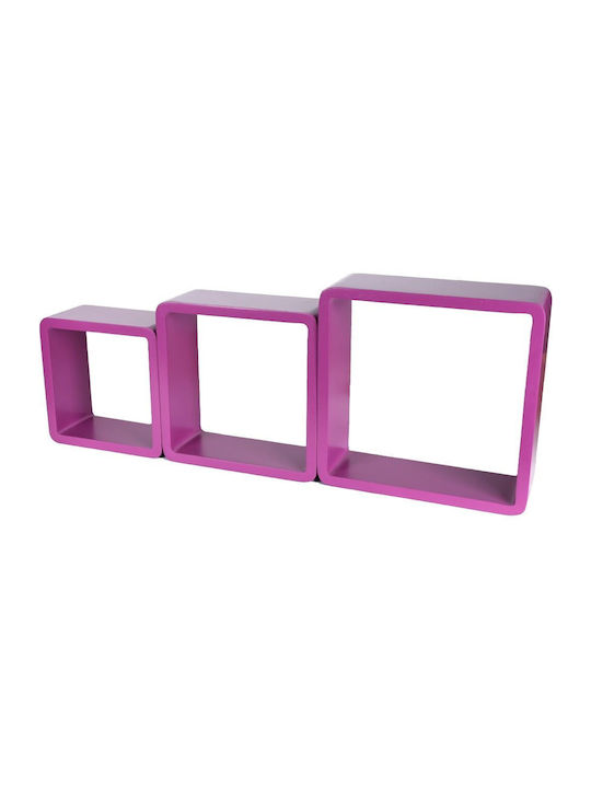 Purple Wall Shelves (3 Pieces) 28x10x28cm