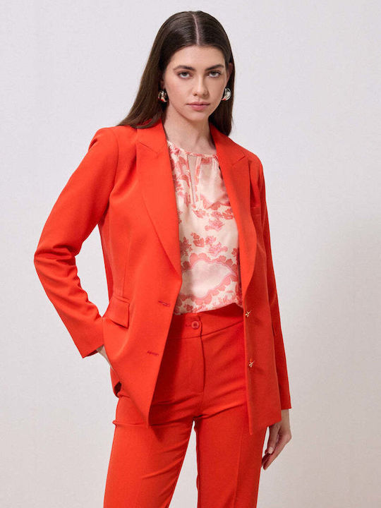 Enzzo Damen Tailliertes Blazer Tomato
