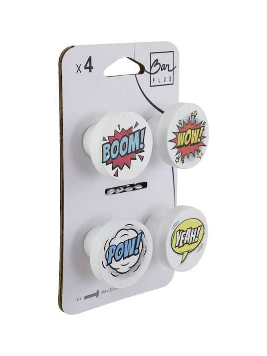 Furniture Knob from Metal in Multicolour Colour 4 Pieces