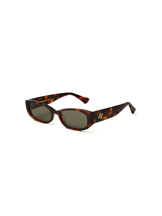 AV Sunglasses Noemie Unisex Sonnenbrillen mit Braun Horn umrandetem Rahmen und Braunen Gläsern