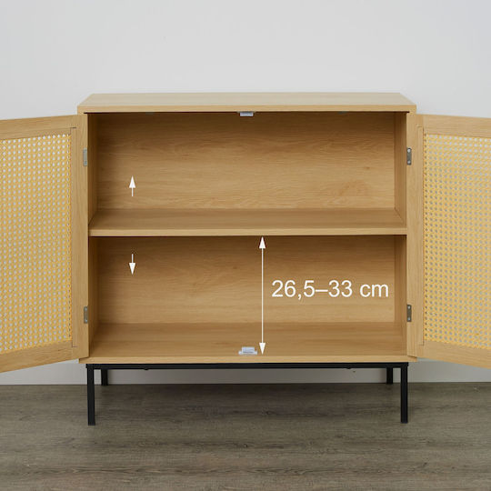 Sideboard mit Schubladen Hellbraun/Schwarz 76x35x80cm