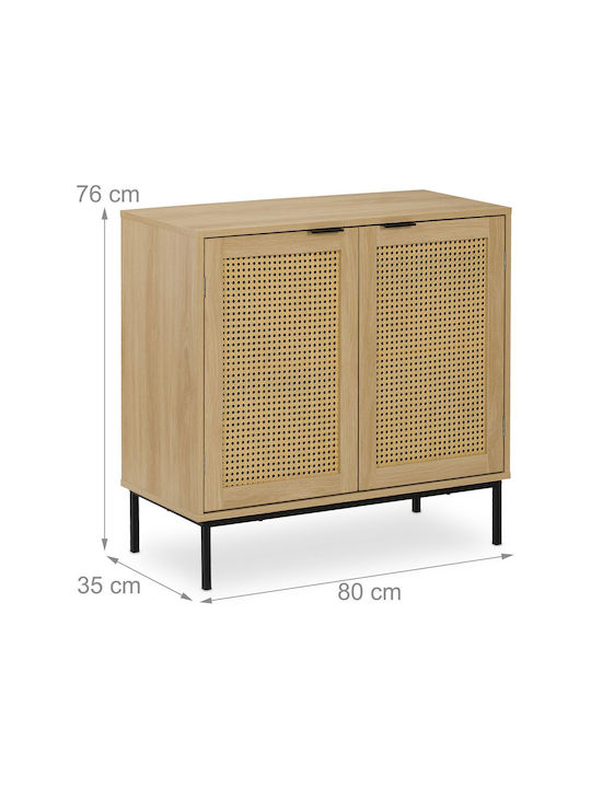 Bufet cu sertare maro deschis/negru 76x35x80cm