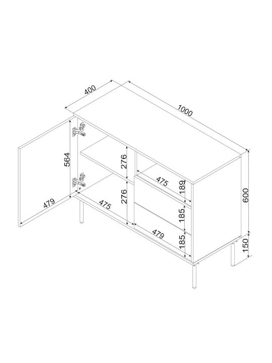 Буфет 1d2s Зелен Матиран 100x40x75см
