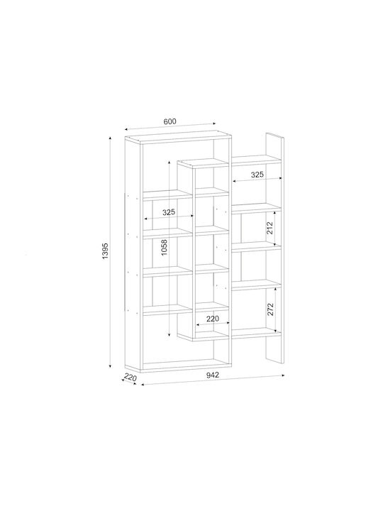 Bibliotecă Geo Whitespace Alb 94.2x22x139.5 cm