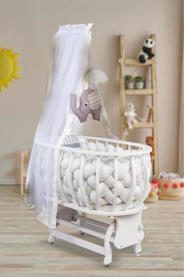 SteweHome Weißes Babybett mit Matratze