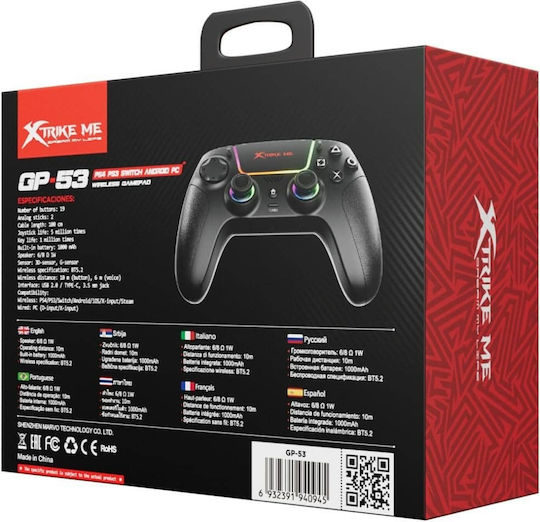 Xtrike Me GP-53 Безжичен геймпад за Android / PC / PS3 Черен