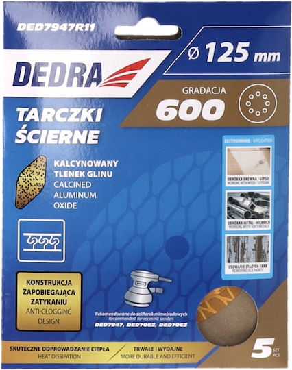 Dedra Orbital Sander Sheet 125x125mm Set 5 Pieces