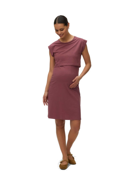 Rochie pentru gravide și alăptare scurtă Rose Brown 20021366 Abk Mamalicious