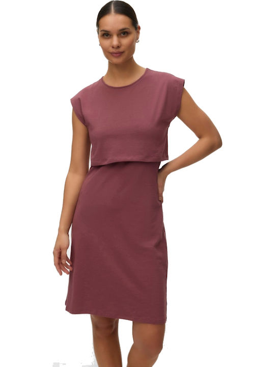 Rochie pentru gravide și alăptare scurtă Rose Brown 20021366 Abk Mamalicious