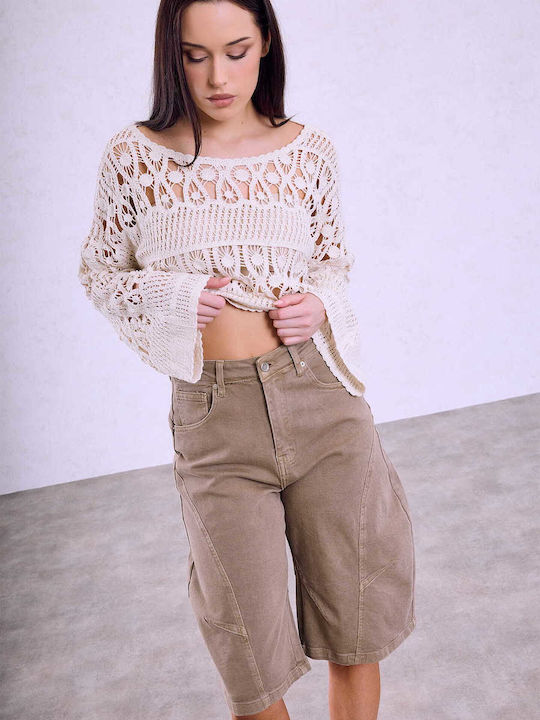 Celestino Jorts Cusături Decorative Loose Fit Maro Deschis