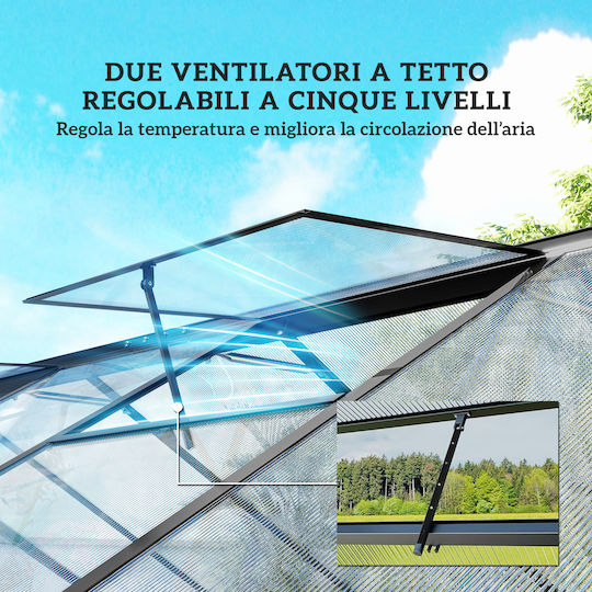 Outsunny 84H-667V01BK Seră cu Cadru din Aluminiu 34x2.47x25m