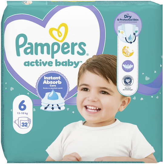Pampers Памперси с лента Active Baby № 6 за 13-18kg 32бр