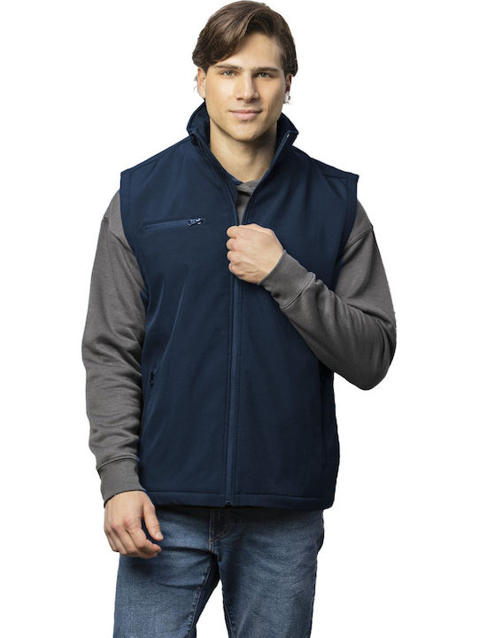 About Basics Men's Softshell Safety Vest Navy Blue