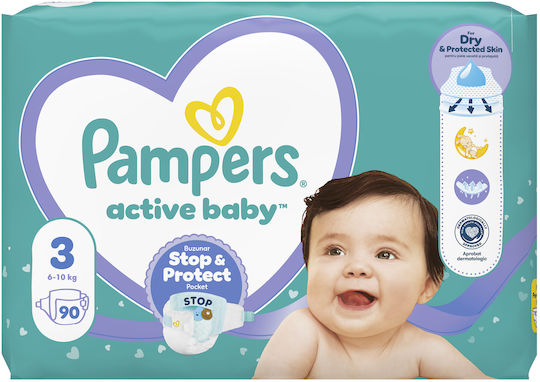 Pampers Tape Diapers Active Baby No. 3 for 6-10kg 90pcs
