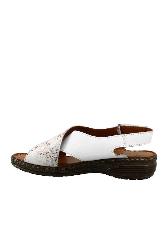 Leather Women's Flat Sandals Anatomic in White Color