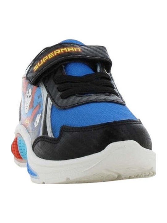 Παιδικά Sneakers Ανατομικά με Σκρατς & Φωτάκια Μαύρα