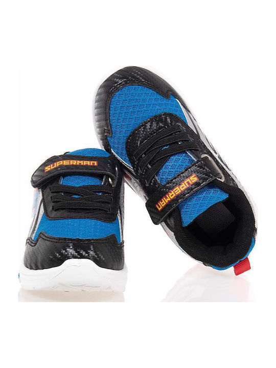 Παιδικά Sneakers Ανατομικά με Σκρατς & Φωτάκια Μαύρα