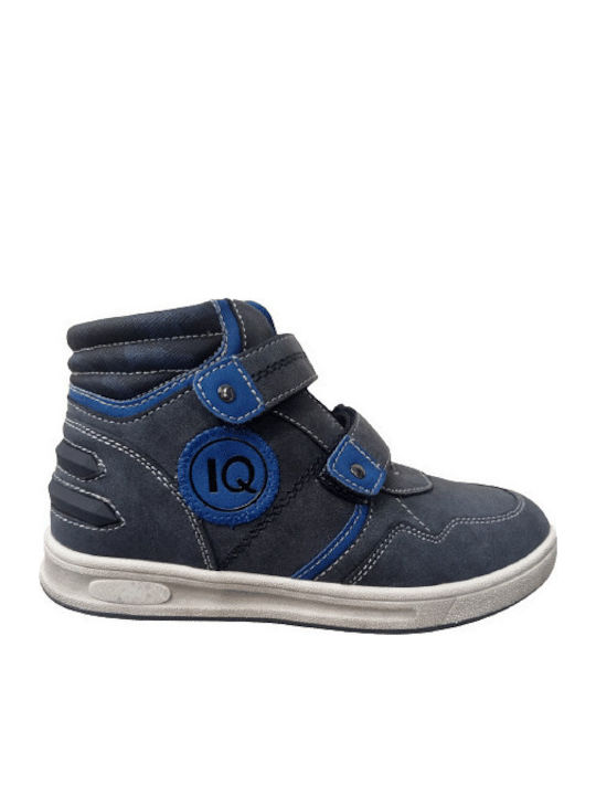 Zinon Leather Kids Boots with Velcro Blue