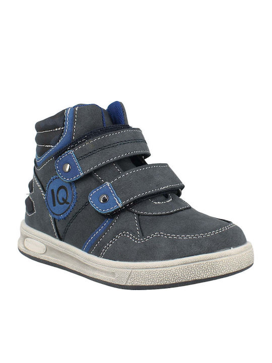 Zinon Leather Kids Boots with Velcro Blue