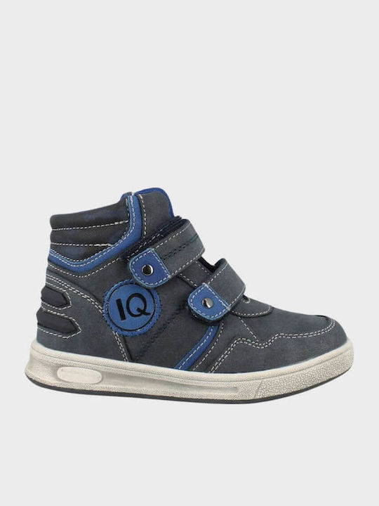 Zinon Leather Kids Boots with Velcro Blue