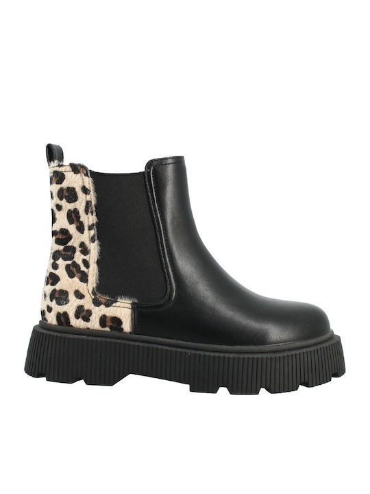 Leather Kids Boots with Zipper Black