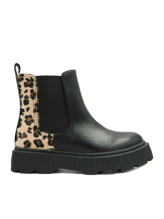 Leather Kids Boots with Zipper Black