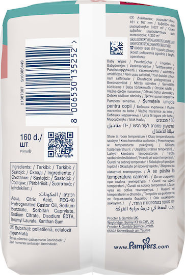 Pampers Sensitive Υποαλλεργικά Μωρομάντηλα χωρίς Οινόπνευμα & Parabens 160τμχ